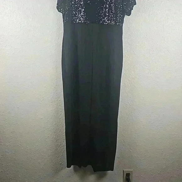 Shein Black Modely Plus Surplice Neck Conrast Sequin Dress - Picture 7 of 9